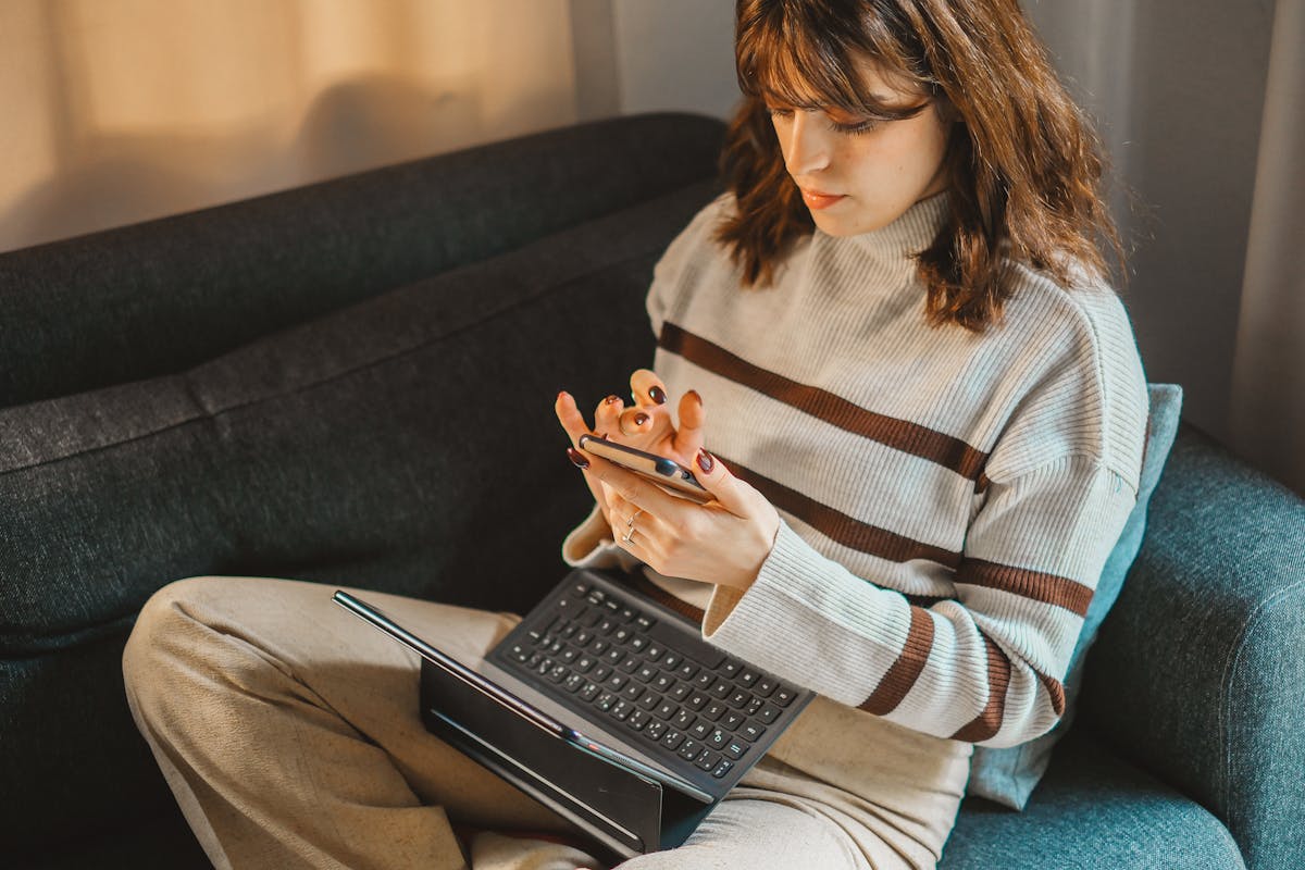 Woman Relaxing with Laptop
