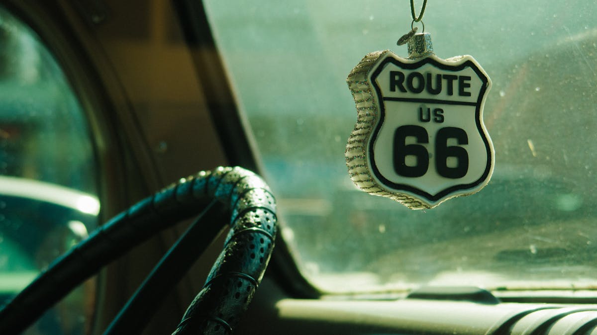 White and Black Route 66 Hanging Decor