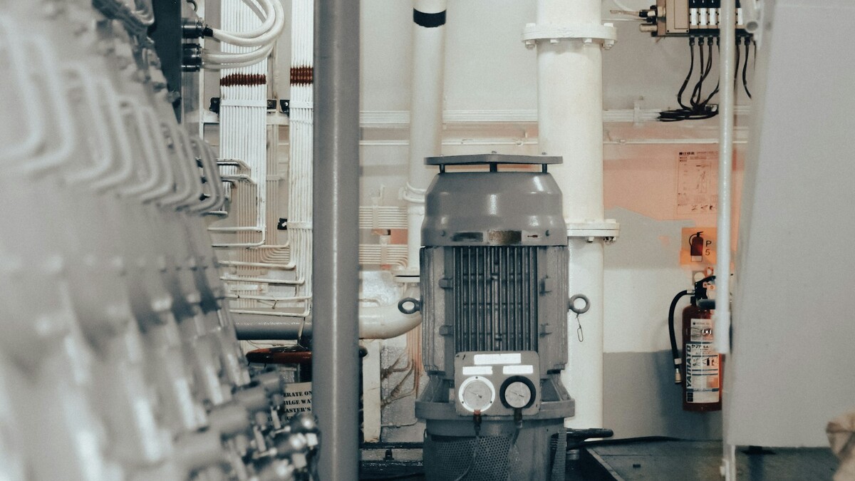 Máquinas e motores industriais em uma instalação